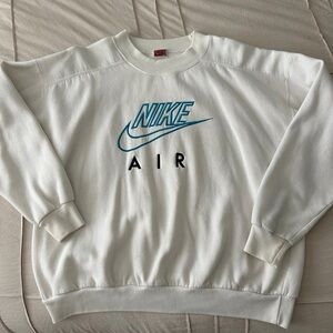 Nike Air White Sweatshirt with Embroidered Teal Logo